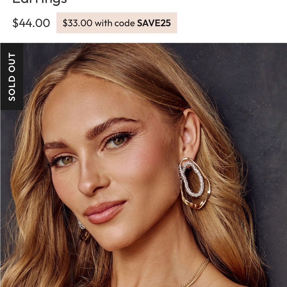 Vici Two-Tone Crystal Loop Earrings in Gold and Silver